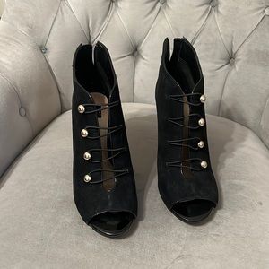 White House Black market open toe suede bootie. NWOT
